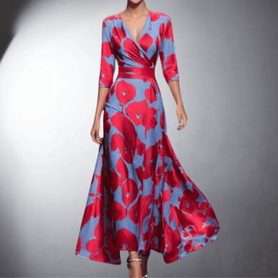 NUNZIA - ELEGANT EVENING DRESS WITH FLORAL CHARM