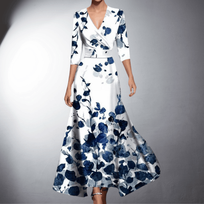 NUNZIA - ELEGANT EVENING DRESS WITH FLORAL CHARM