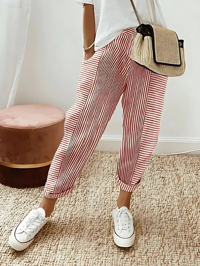 DAHLIA - STRIPED COTTON PANTS