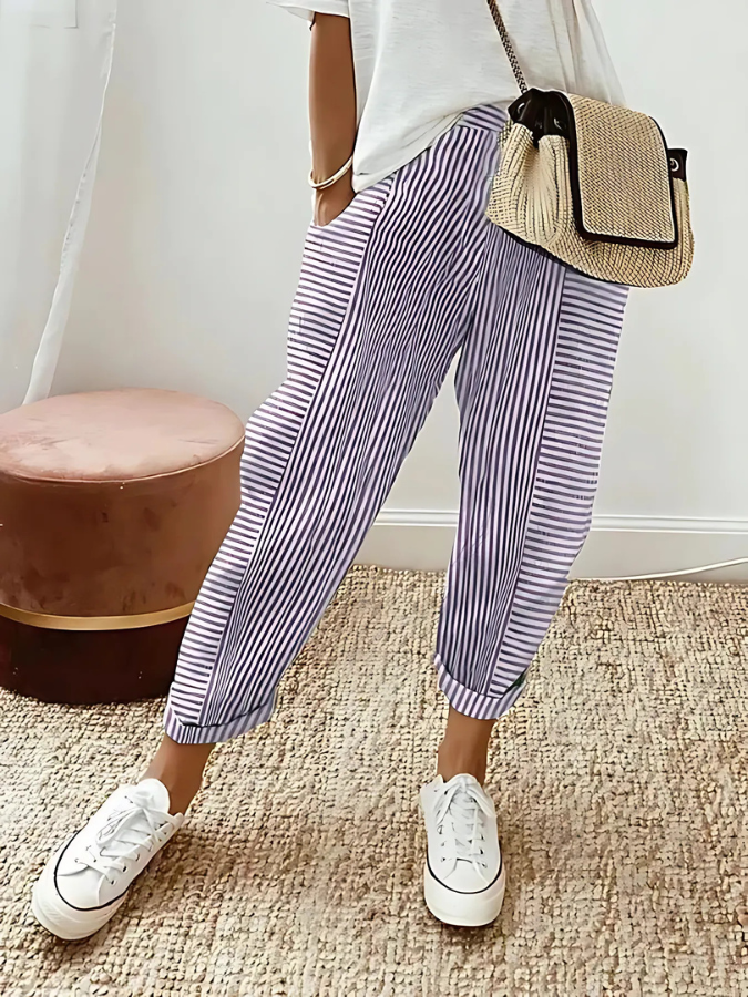 DAHLIA - STRIPED COTTON PANTS