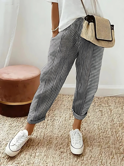 DAHLIA - STRIPED COTTON PANTS
