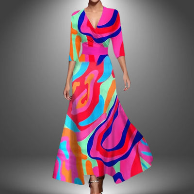NUNZIA - ELEGANT EVENING DRESS WITH FLORAL CHARM