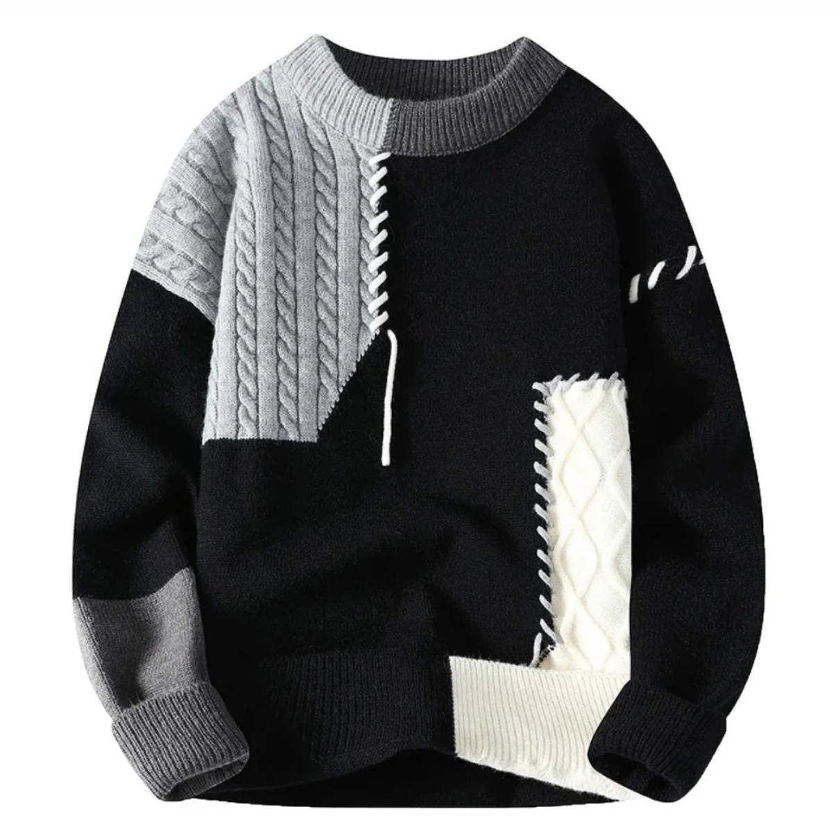 Brunetta – cozy chic patchwork knit
