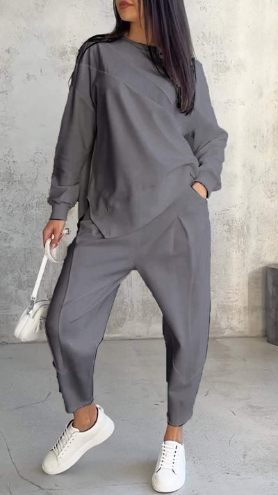 FLORIANA - ELEGANT TWO-PIECE SET WITH ROUND NECKLINE AND LONG SLEEVES