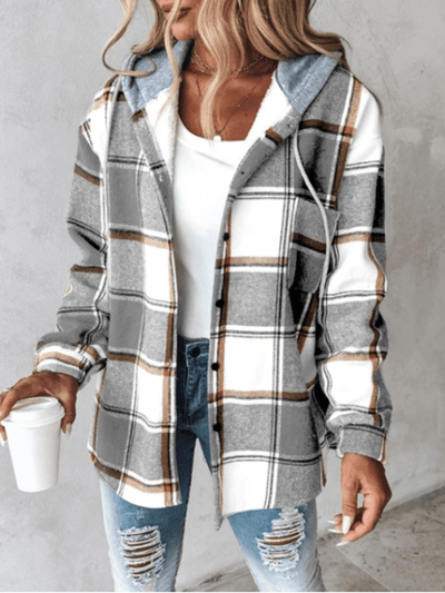 ELISA - CASUAL FLANNEL SHIRT WITH HOOD