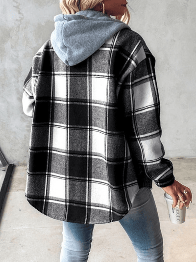 ELISA - CASUAL FLANNEL SHIRT WITH HOOD