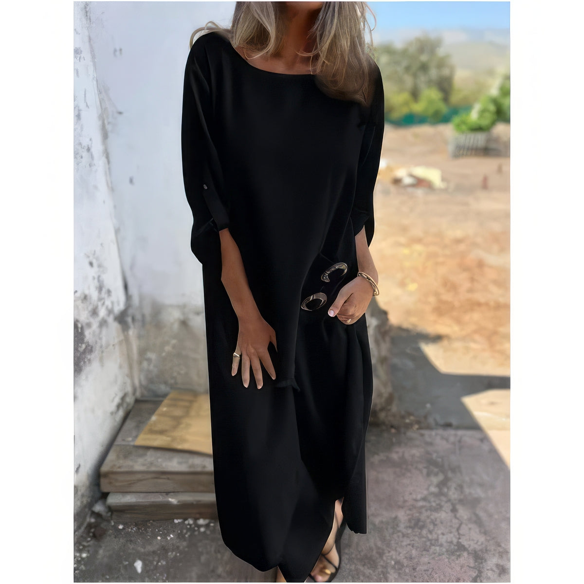 TWO-PIECE SET- ASYMMETRICAL DRESS AND WIDE-LEG PANTS FOR WOMEN