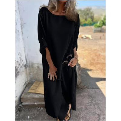 TWO-PIECE SET- ASYMMETRICAL DRESS AND WIDE-LEG PANTS FOR WOMEN